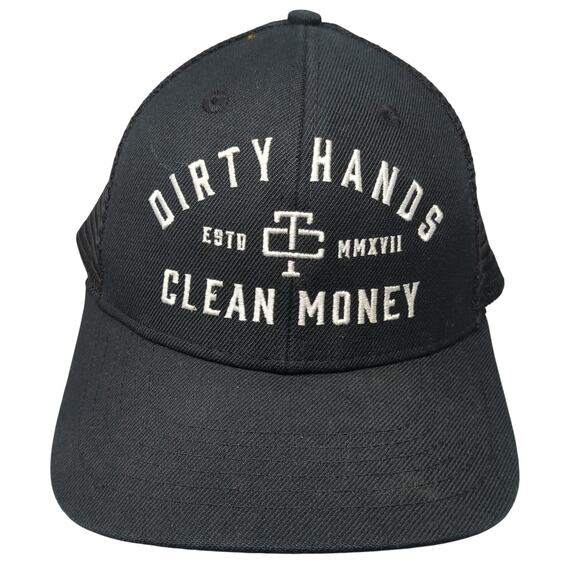 Troll Co. Other - Dirty Hands Clean Money Snapback Trucker Hat Black One Size Mesh Back Troll Co.